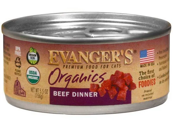 24/5.5 oz. Evanger's Organics Beef Dinner For Cats - Treat